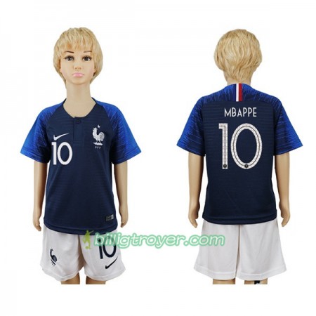 Billige Fotballdrakter Frankrike Mbappe 10 Barn VM 2018 Hjemmedraktsett